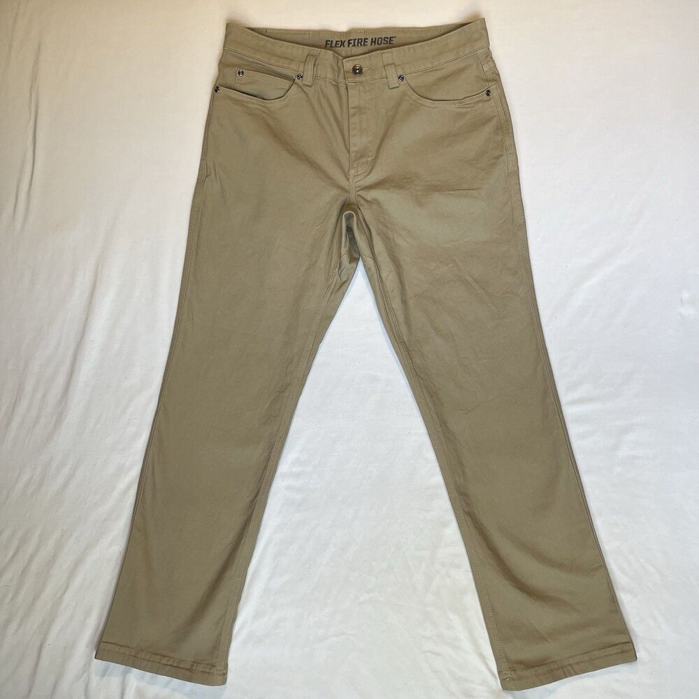 Duluth Trading Co Flex Fire Hose Pant Mens 34x31 (34x32 Tag) Khaki Slim Workwear